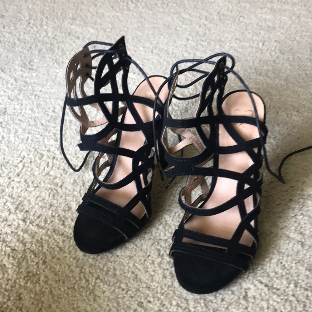 Black suede heels
